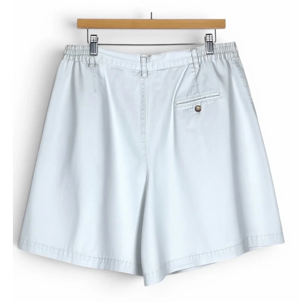 Jones New York Women Beige Pleated Shorts 16W Cotton Elastic Waist Casual‎